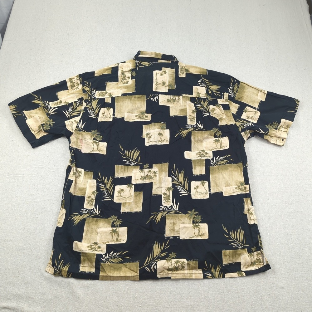 Bamboo Cay Shirt Mens Extra Large Black Floral Hawiian Palm Beachy Casual - Picture 8 of 11